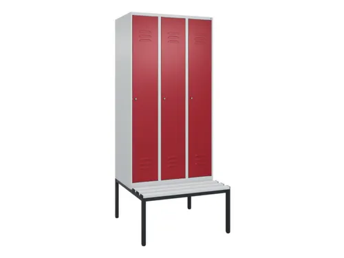 locker met bank,HxBxD 2120x900x815mm,3vak,vak B 300mm,cil.-slot