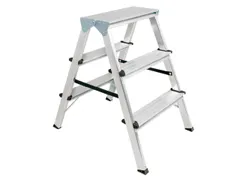 dubbele aluminium ladder,beide zijden,2x3trede(n),bordes H 0,65m