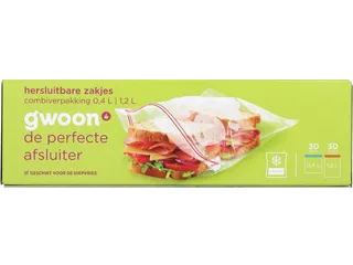 G'woon Hersluitbare zakjes 30x 0.4l en 30x 1.2l - 2