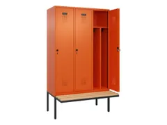 locker met bank,voor scheiding van kleding,HxBxD 2120x1200x815mm,3vak
