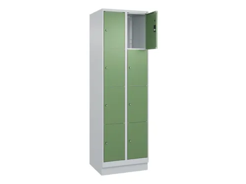 lockerkast,HxBxD 1950x600x500mm,2x4vakken,vak B 300mm,cil.-slot,sokkel