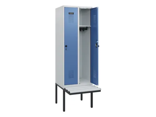 locker met bank,HxBxD 1950x600x815mm,2vak,vak B 300mm,draaigrendel