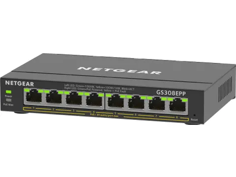 NETGEAR 8-Port Gigabit Ethernet High-Power PoE+ Plus Switch