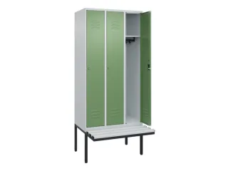 locker met bank,HxBxD 2120x900x815mm,3vak,vak B 300mm,cil.-slot - 2