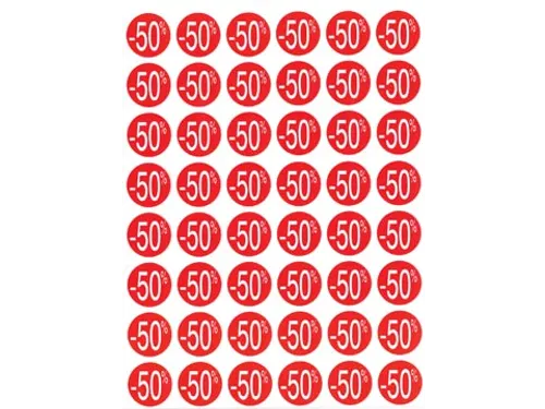 Agipa Kortinglabel -50% rood 192 stuks verwijderbaar