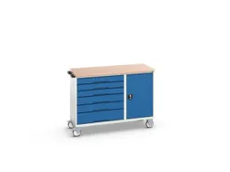 montagetafel 980x1300x600mm multiplexblad 6 laden kast front RAL5010