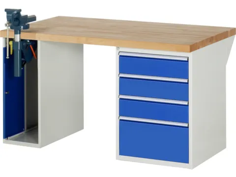 werkbank,HxBxD 890x1500x900mm,beukblad,draagverm. 750kg,2containers