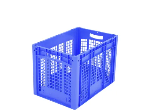 Euronorm Stapelkrat Pp 420x600x400mm Wanden/Bodem Opengewerkt Blauw