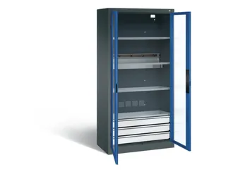 acculaadkast 1950x930x500mm 5stekkerdozen 230V cil.-slot front RAL5010 - 1
