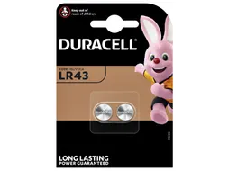 Batterij Duracell knoopcel 2x LR43 alkaline Ø11,6mm 2 stuks