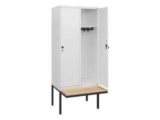 locker met bank,HxBxD 1950x800x815mm,2vak,vak B 400mm,draaigrendel - 2