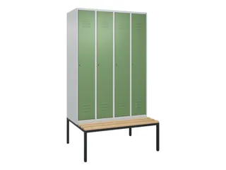 locker met bank,HxBxD 2120x1200x815mm,4vak,vak B 300mm,cil.-slot - 1