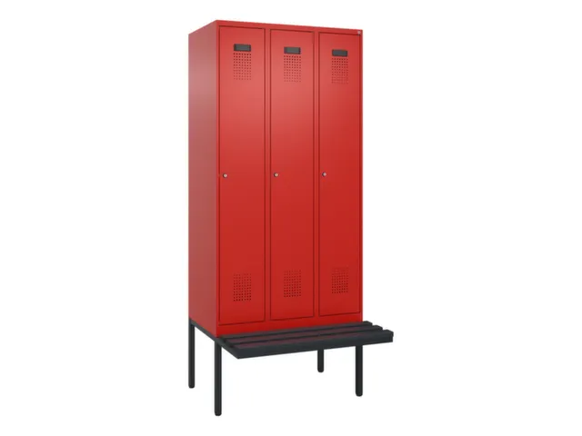 locker met bank,voor scheiding van kleding,HxBxD 2120x900x815mm,3vak