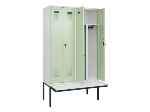 PBM-locker met bank,HxBxD 2120x1200x815mm,4vak,vak B 300mm