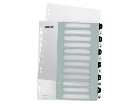 WOW printbare index, 12 tabs, zwart-wit