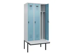locker met bank,voor scheiding van kleding,HxBxD 2120x900x815mm,3vak