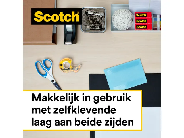 Ruban adhésif Scotch 665 double face 12mmx6,3m + dévidoir