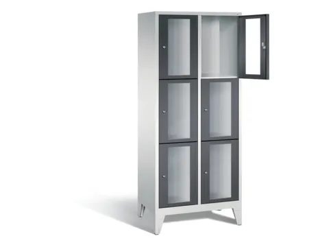 lockerkast 1850x810x500mm 2x3 vakken Cilinderslot Poten, RAL7021