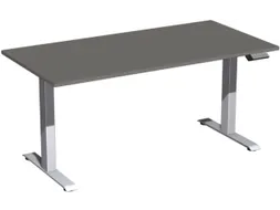 Elektrisch ihv bureau,HxBxD 630-1280x1600x800mm,blad onyxgrijs