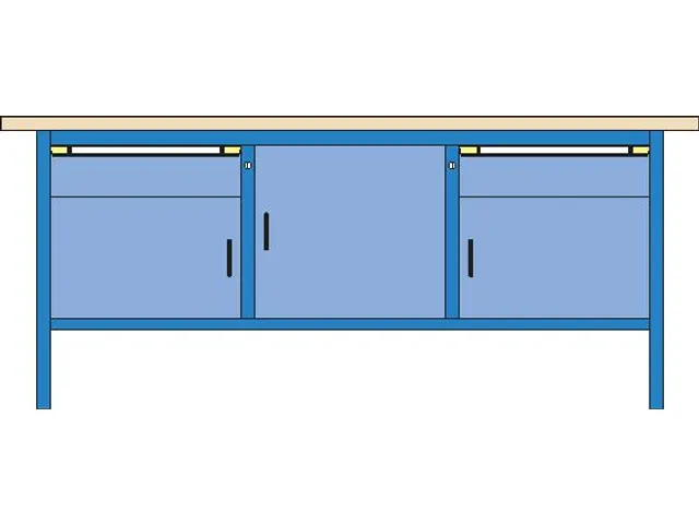 établi,HxlxP 845x2000x700mm,RAL7035,face avant RAL7035