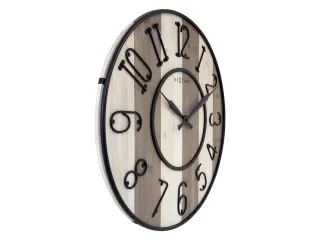 Grote wandklok - 50cm - Stil - Hout - Zwart Metaal - "Oxford" -NeXtime - 2