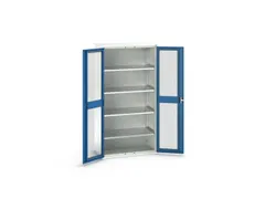 vitrinekast 2000x1050x550mm 4xStalen bodem romp RAL7035 front RAL5010