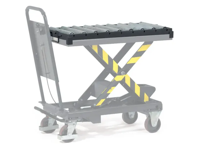 Rollenbaan voor heftafel met opzetraam