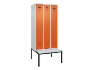 locker met bank,voor scheiding van kleding,HxBxD 2120x900x815mm,3vak - 2