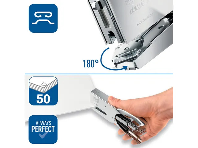 Pince agrafeuse Rapid 1DX 50 feuilles 24/6 chrome