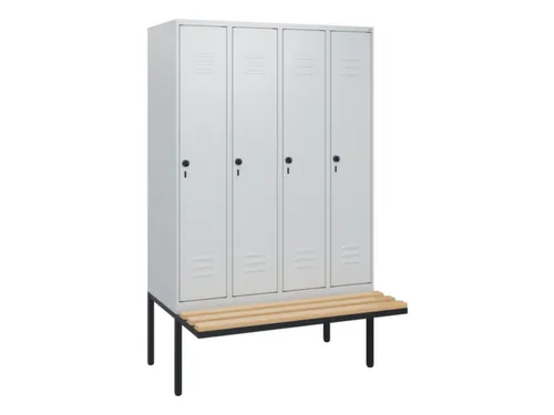 locker met bank,HxBxD 1950x1200x815mm,4vak,vak B 300mm,draaigrendel