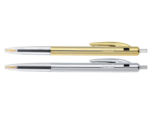 Stylo bille Bic M10 Shine or et argent