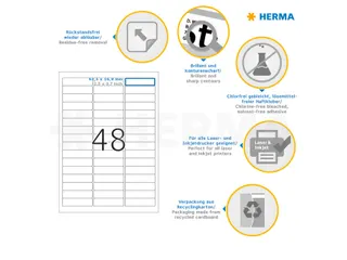 HERMA 10005 Verwijderbare etiketten A4 63,5x16,9mm Wit 1200 stuks - 5
