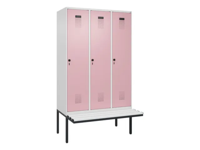 locker met bank,voor scheiding van kleding,HxBxD 2120x1200x815mm,3vak