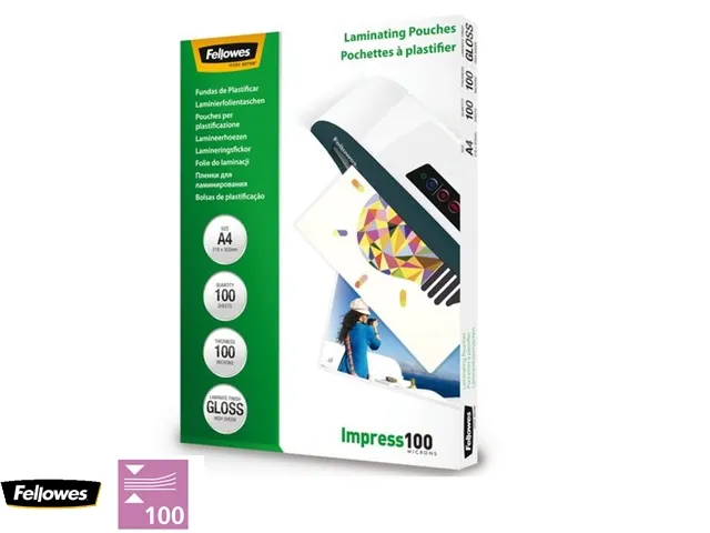 Lamineerhoes Fellowes A4 2x100 Micron glanzend