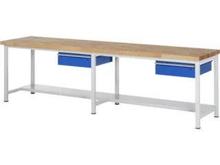 werkbank,HxBxD 840-1040x3000x900mm,beukblad,draagverm. 1250kg,4voeten - 1
