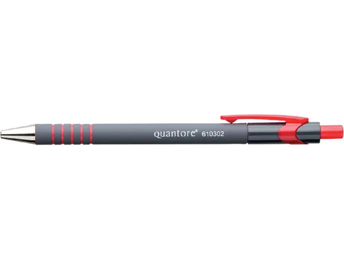 Balpen Quantore rubbergrip drukknop rood medium