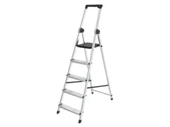 Huishoudtrap BRASQ 5 treden aluminium SLA500 zilver