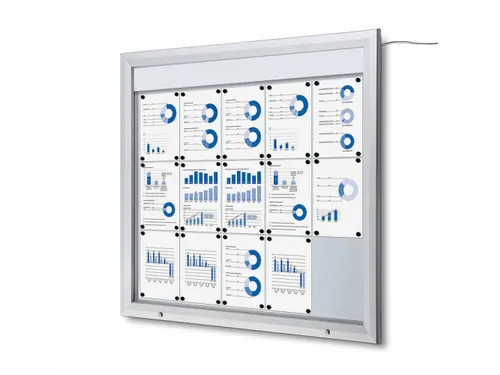 Outdoor mededelingenbord 15x A4 met logopaneel LED verlicht
