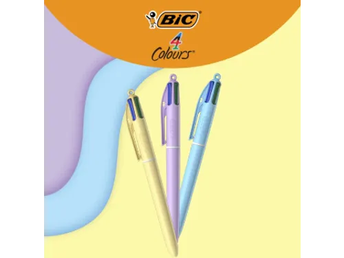 4-Kleuren balpen Bic pastel assorti display à 30 stuks