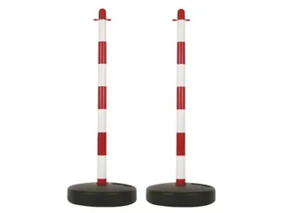 Afzetpaal Rood Wit Voor Signalisatieketting Set 2 stuks - 1