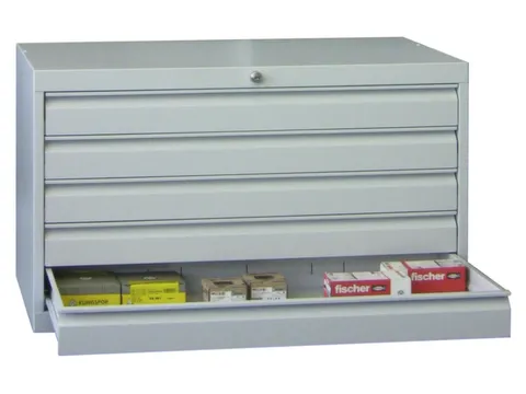 ladekast,HxBxD 600x1023x600mm,5lade(n),cil.slot,RAL7035,front RAL3000