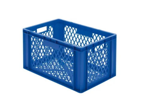 Euronorm-stapelbak 61l 320x600x400mm Wanden/bodem Opengewerkt Blauw