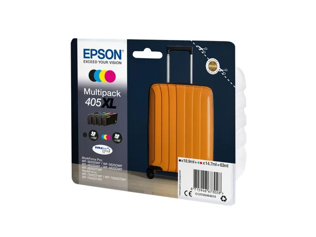 Epson 405XL Inktcartridge Multipack Zwart + 3 Kleuren Origineel