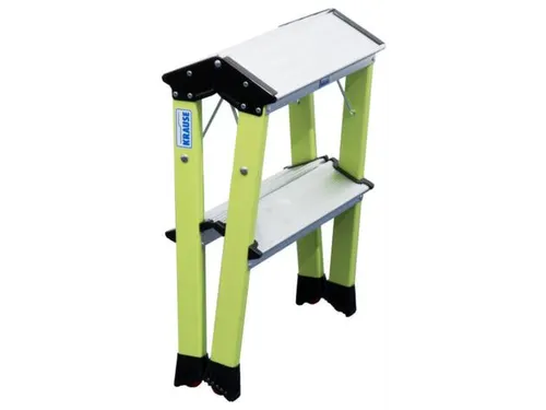 verrijdbaar vouwtrapje,aluminium,groen,bordes HxD 0,45x200m,2x2treden