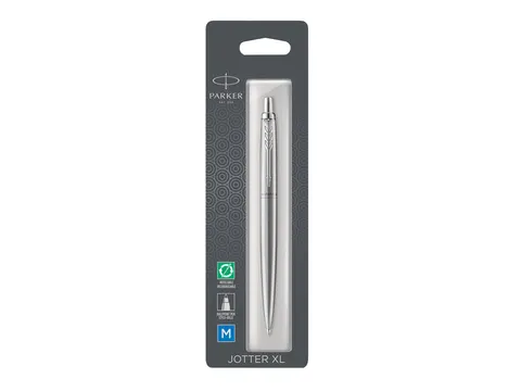 Balpen Parker Jotter XL Monochrome stainless steel M blister à 1 stuk