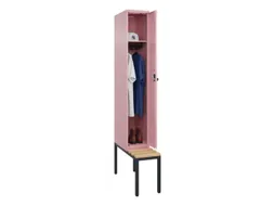 locker met bank,HxBxD 2120x300x815mm,1vak,vak B 300mm,draaigrendel