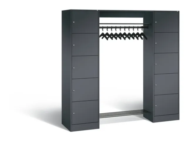 locker met kapstok,HxBxD 1950x1870x480mm,romp RAL7016,front RAL7016