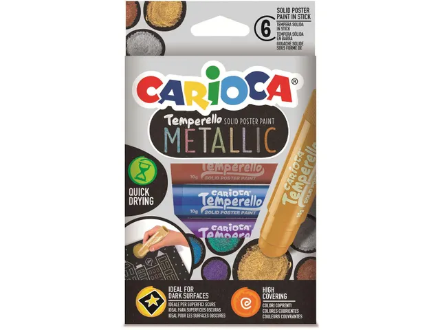 plakkaatverfstick Temperello Metallic 6 stuks