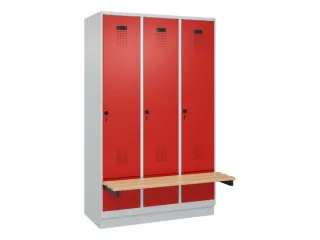 locker met bank,HxBxD 1950x1200x815mm,3vak,vak B 400mm,draaigrendel - 2
