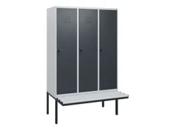 locker met bank,HxBxD 1950x1200x815mm,3vak,vak B 400mm,draaigrendel